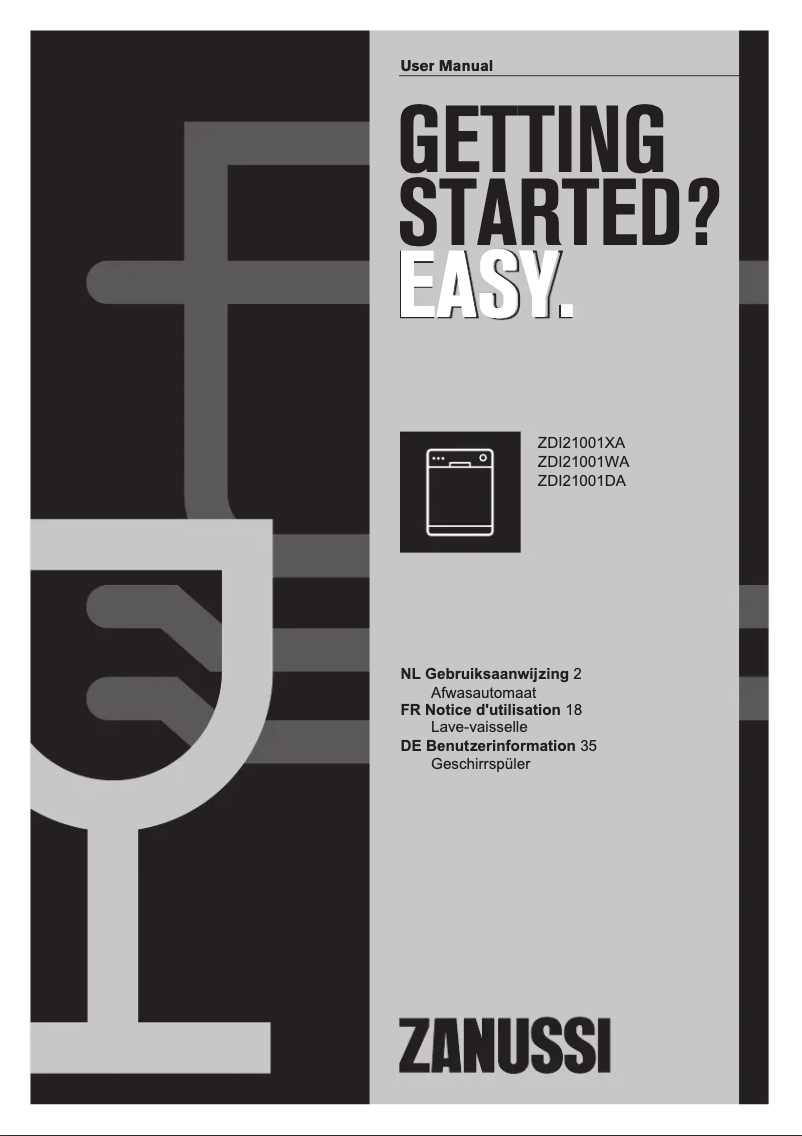 Page 1 de la notice Manuel utilisateur Zanussi ZDI21001WA