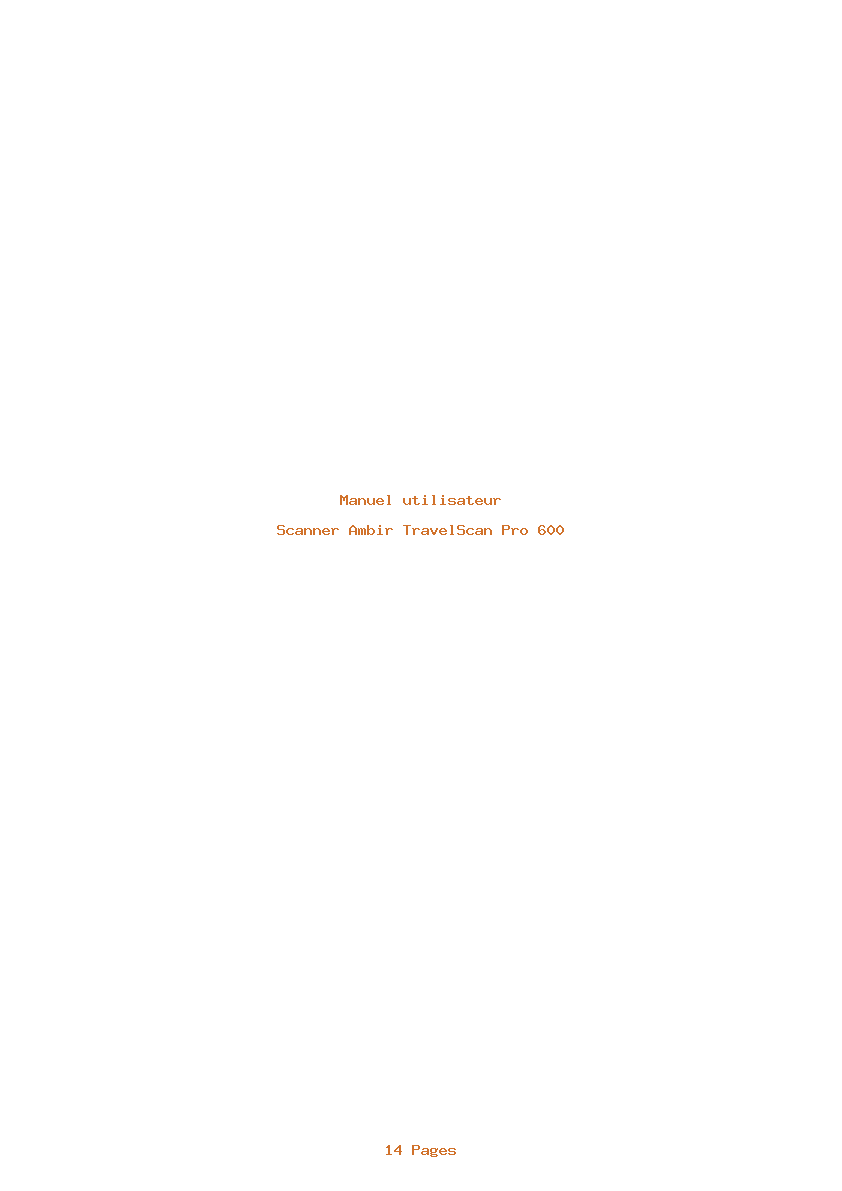 Page 1 de la notice Manuel utilisateur Ambir TravelScan Pro 600