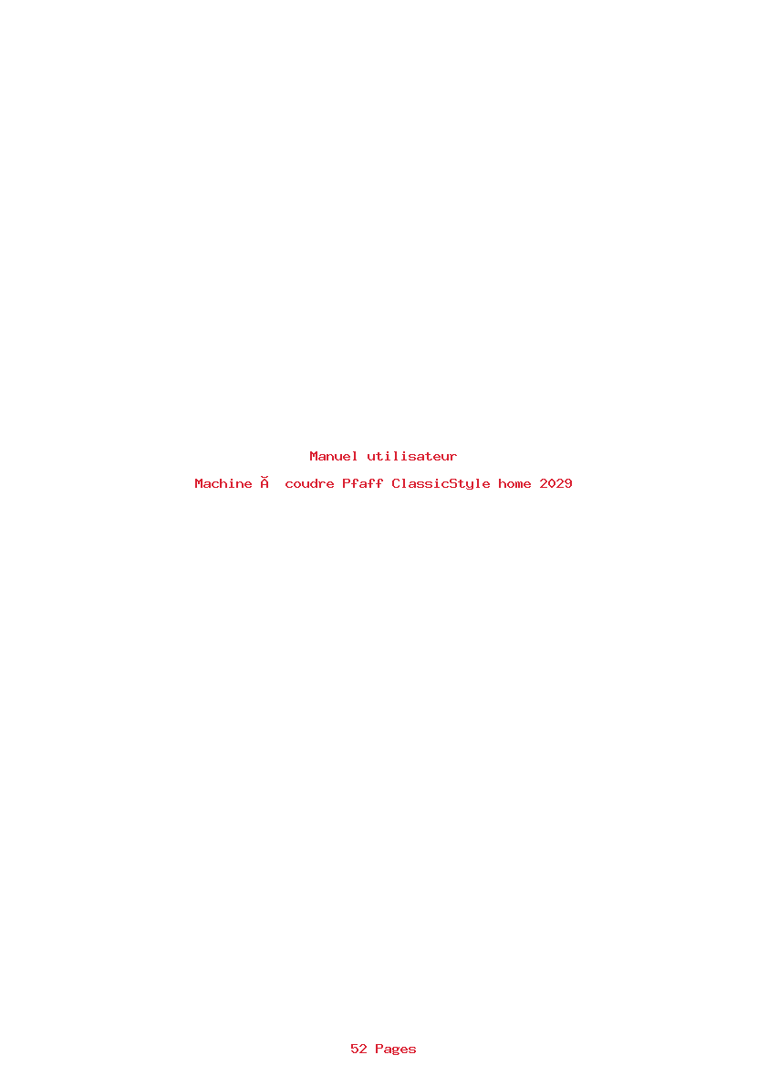 Page 1 de la notice Manuel utilisateur Pfaff ClassicStyle home 2029