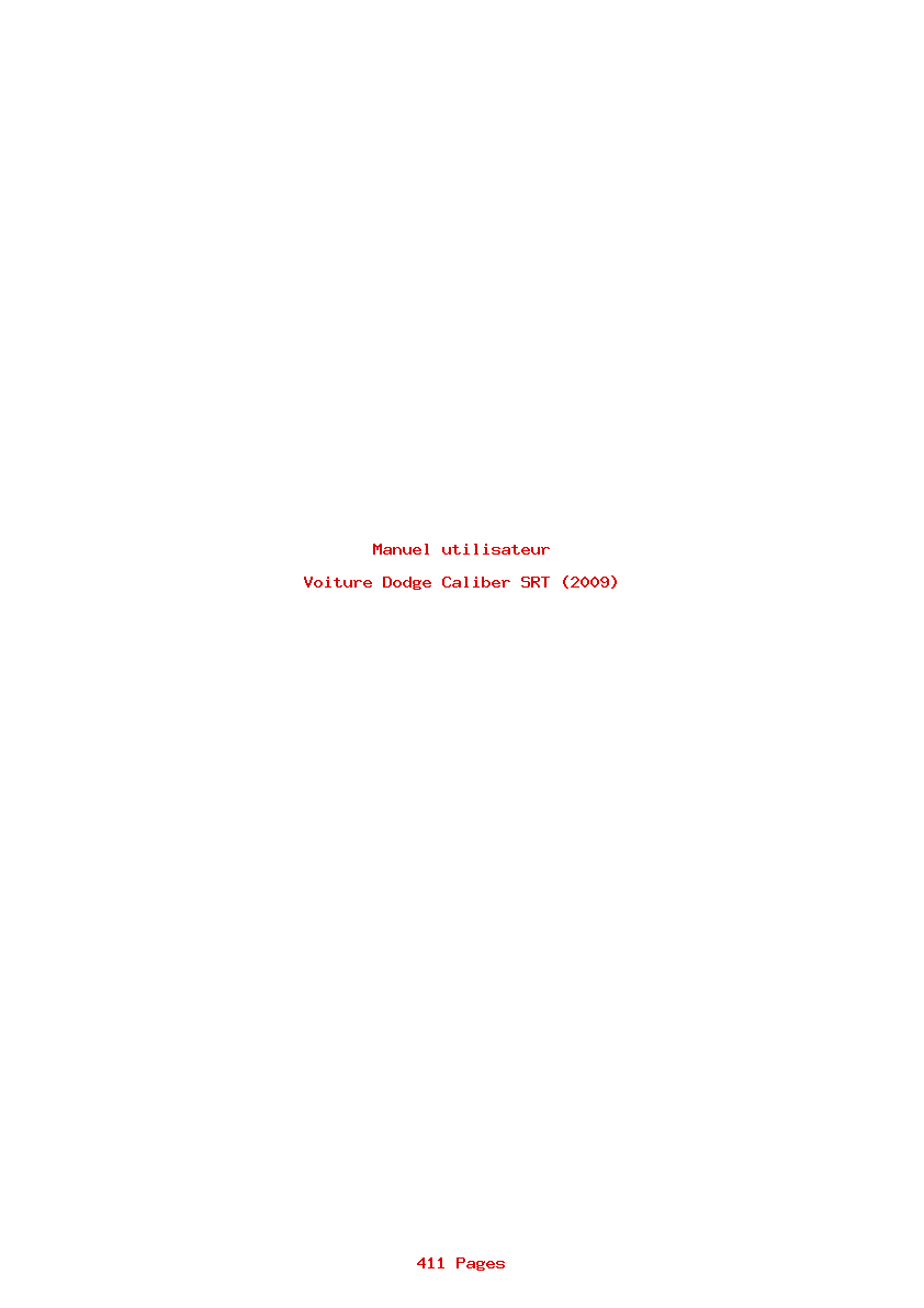 Page 1 de la notice Manuel utilisateur Dodge Caliber SRT (2009)