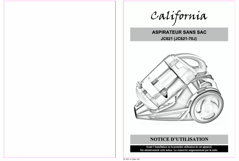 Page 1 de la notice Manuel utilisateur California JC621