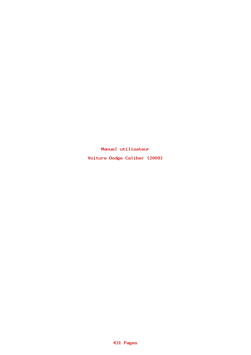 Page 1 de la notice Manuel utilisateur Dodge Caliber (2009)
