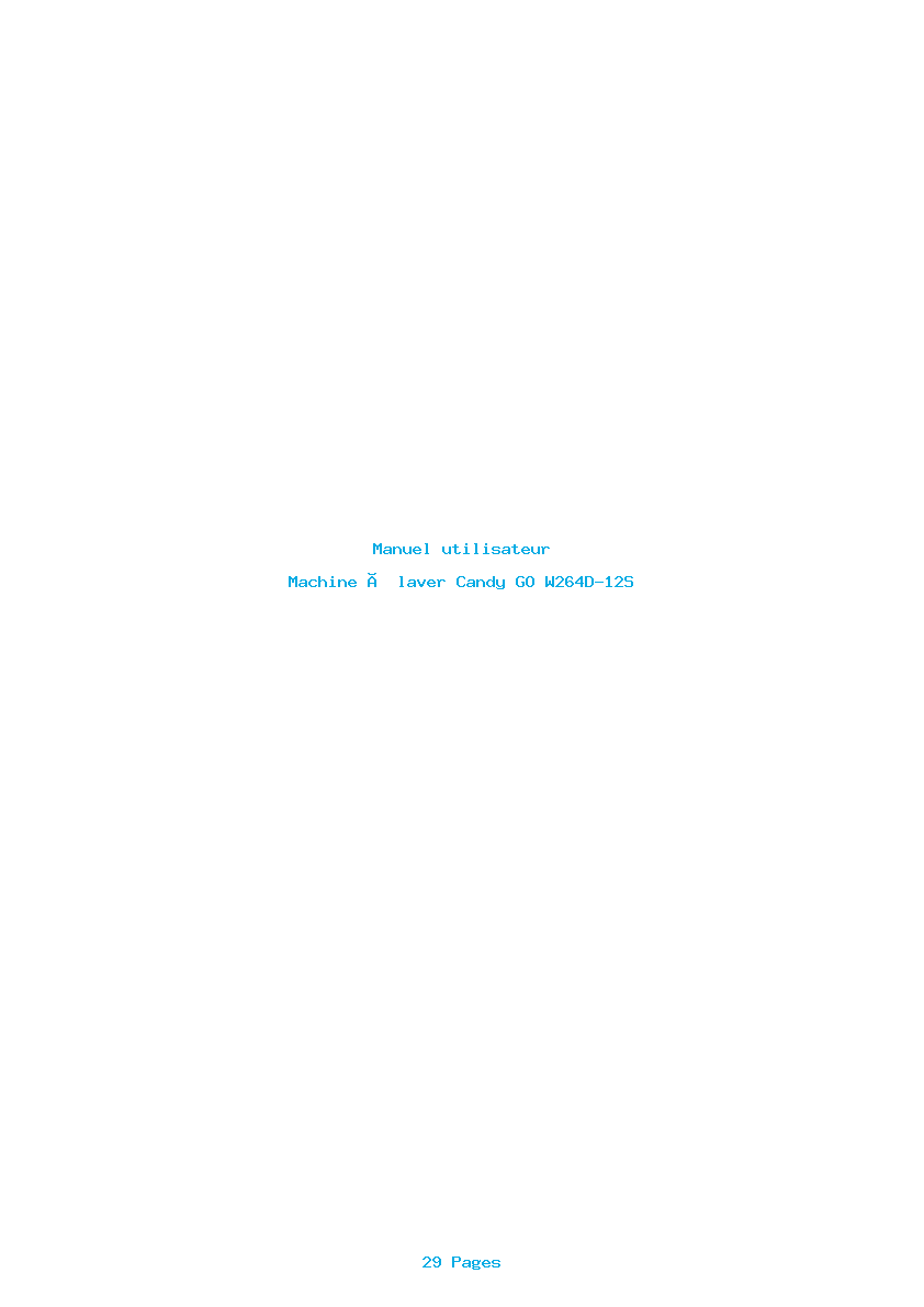 Page 1 de la notice Manuel utilisateur Candy GO W264D-12S