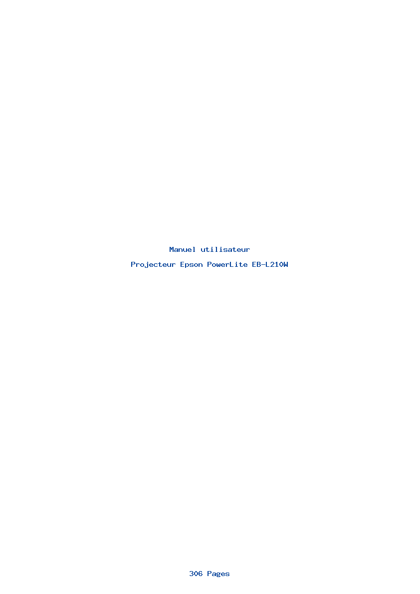 Page 1 de la notice Manuel utilisateur Epson PowerLite EB-L210W