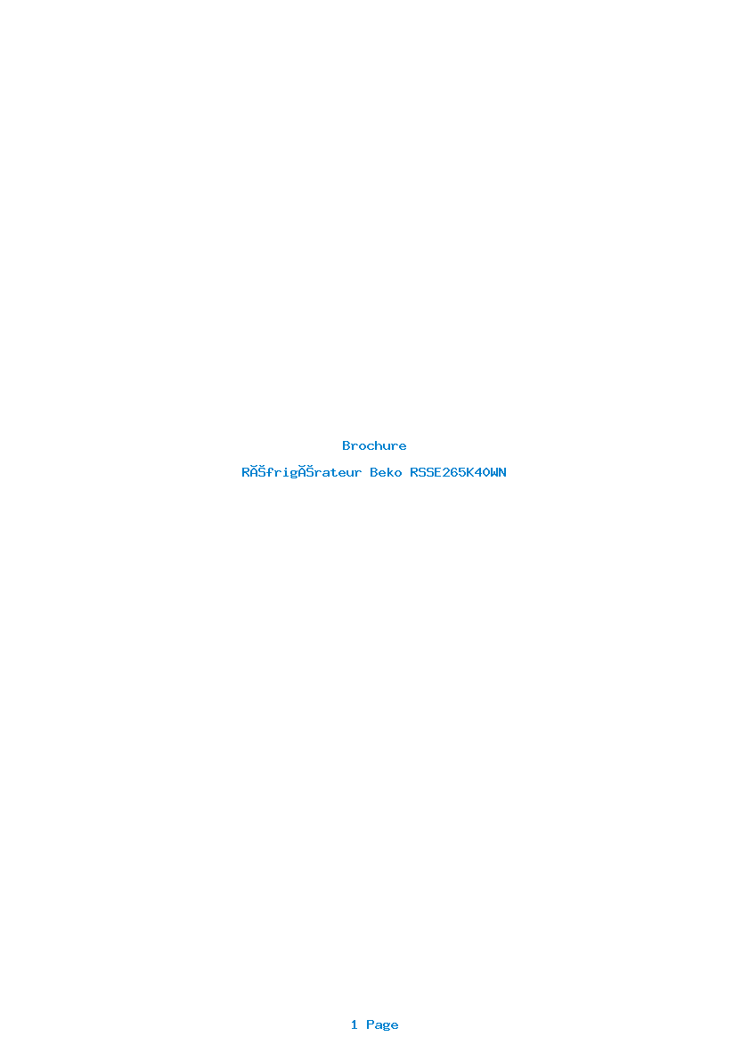 Page 1 de la notice Brochure Beko RSSE265K40WN