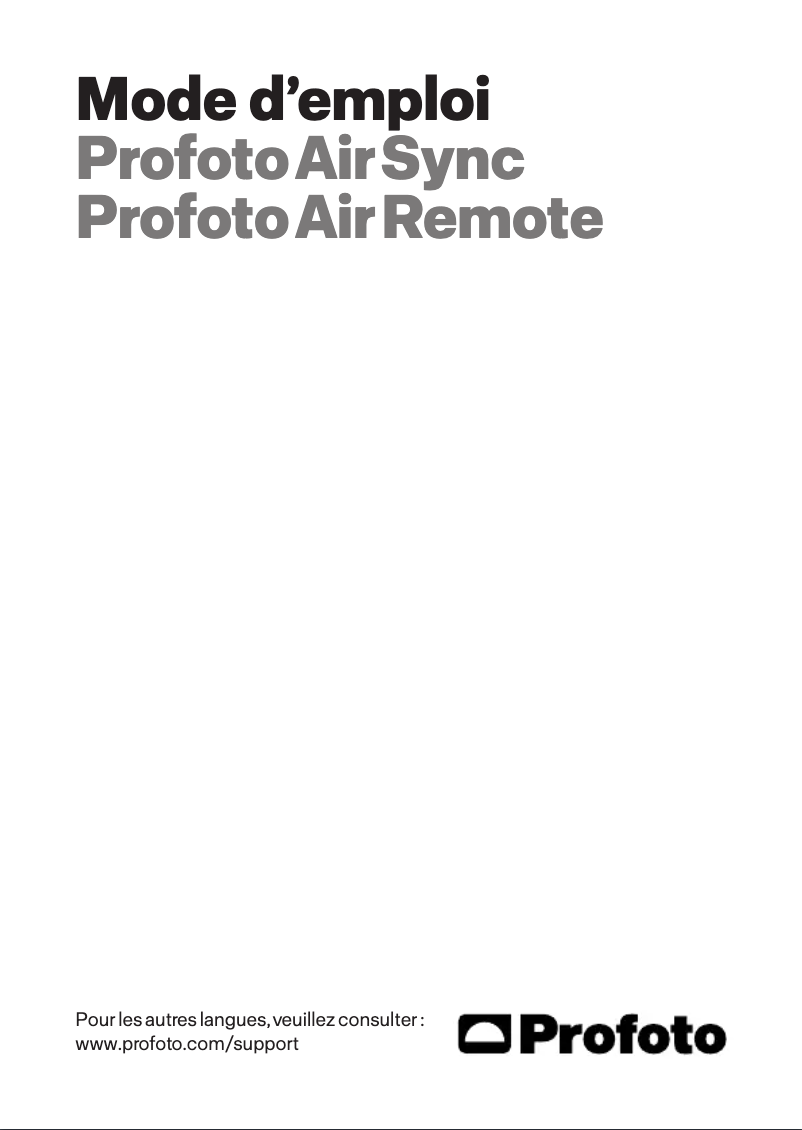 Page 1 de la notice Manuel utilisateur Profoto Air Sync
