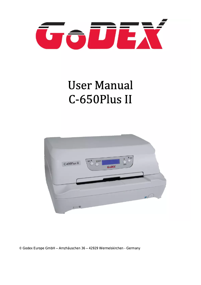 Page 1 de la notice Manuel utilisateur Godex C-650 Plus II