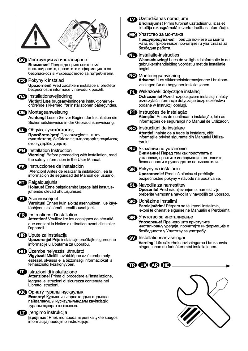 Page 1 de la notice Guide d'installation Electrolux EWM1042NDU