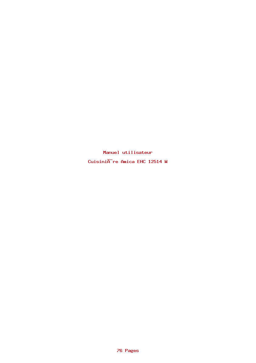 Page 1 de la notice Manuel utilisateur Amica EHC 12514 W
