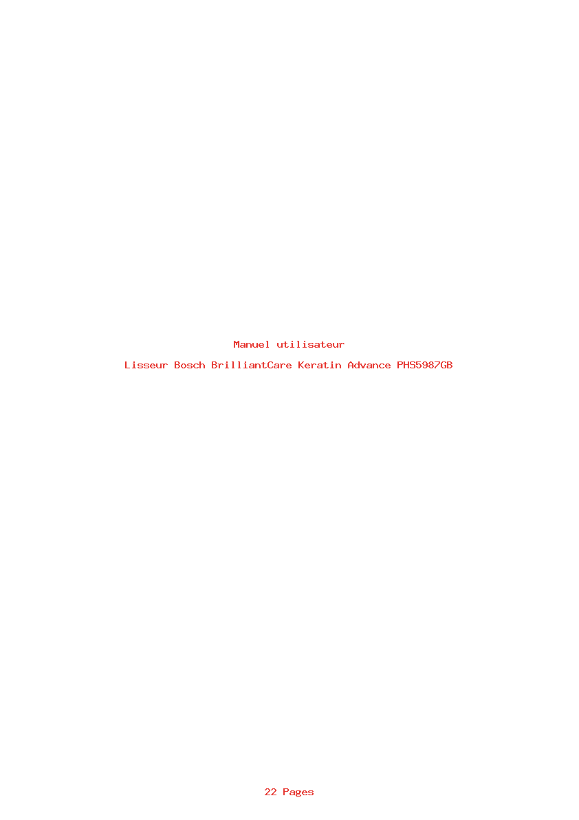 Page 1 de la notice Manuel utilisateur Bosch BrilliantCare Keratin Advance PHS5987GB
