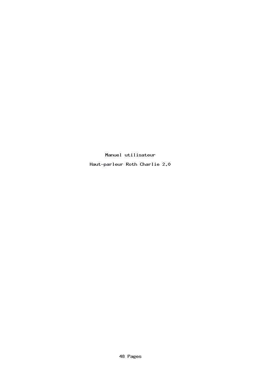 Page 1 de la notice Manuel utilisateur Roth Charlie 2.0