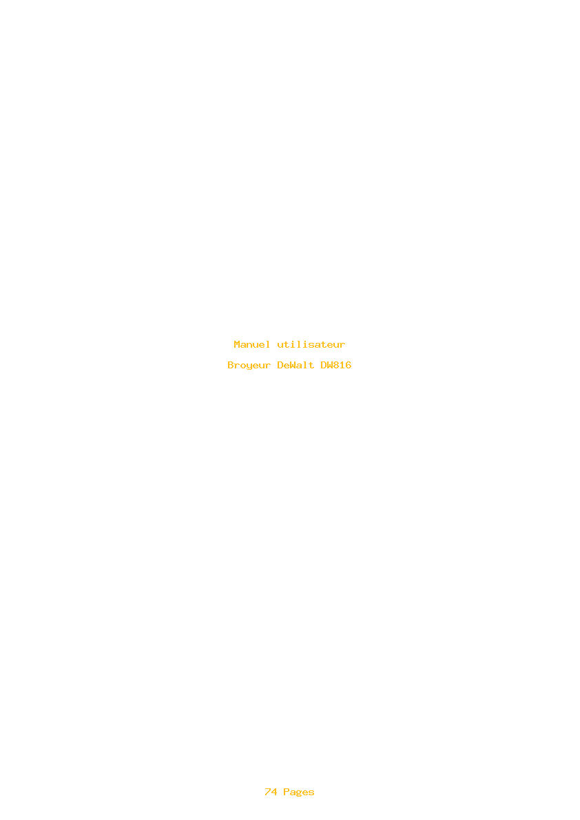 Page 1 de la notice Manuel utilisateur DeWalt DW816