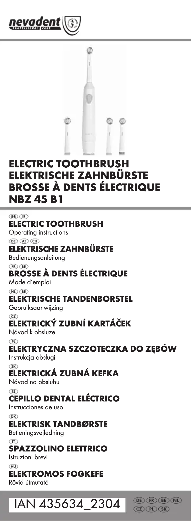 Page 1 de la notice Manuel utilisateur Nevadent NBZ 45 B1