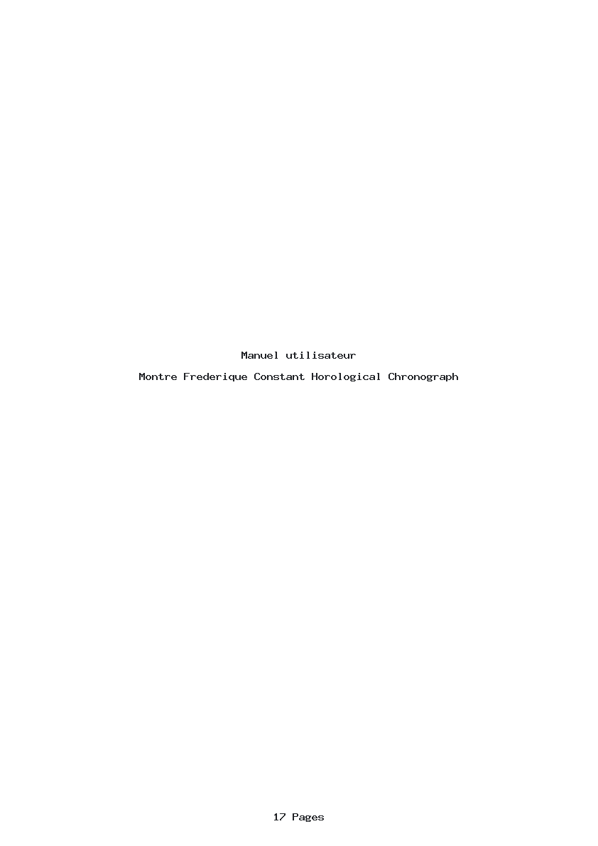 Page 1 de la notice Manuel utilisateur Frederique Constant Horological Chronograph