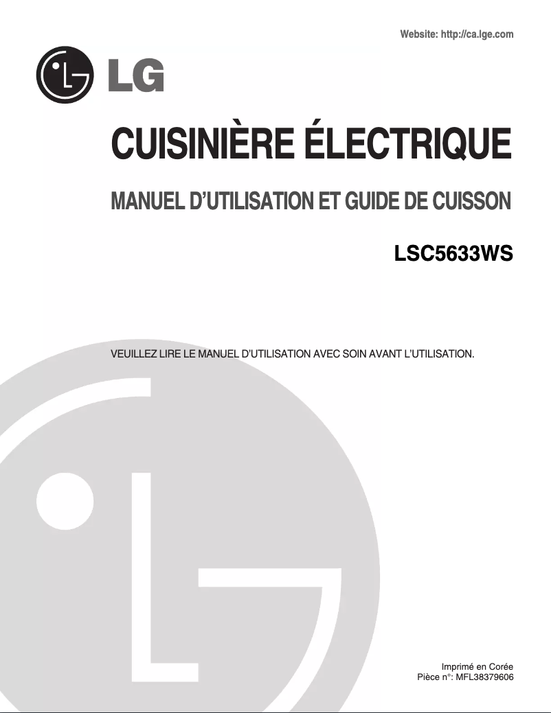 Page 1 de la notice Manuel utilisateur LG LSC5633WS