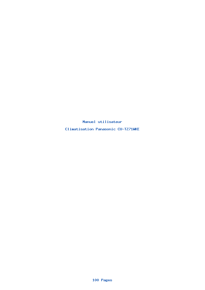 Page 1 de la notice Manuel utilisateur Panasonic CU-TZ71WKE