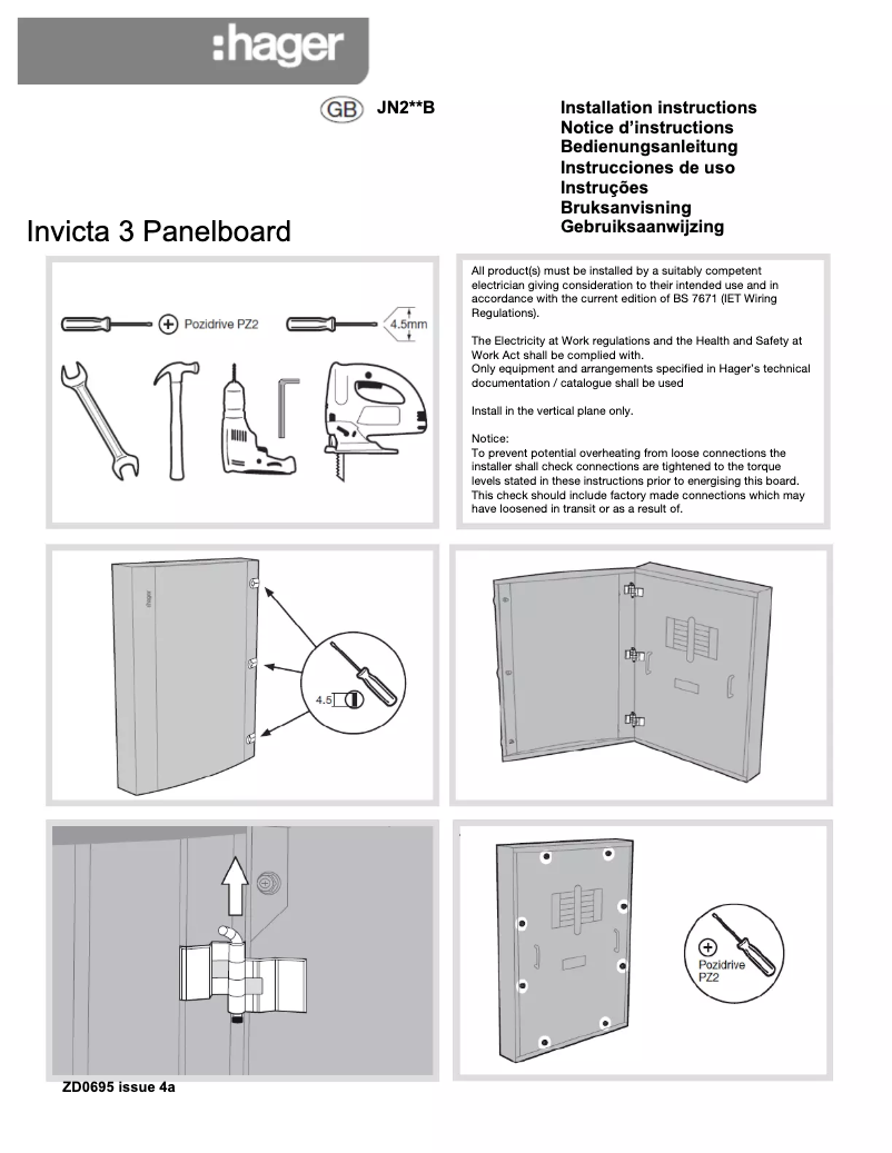 Page 1 de la notice Manuel utilisateur Hager JN204BG