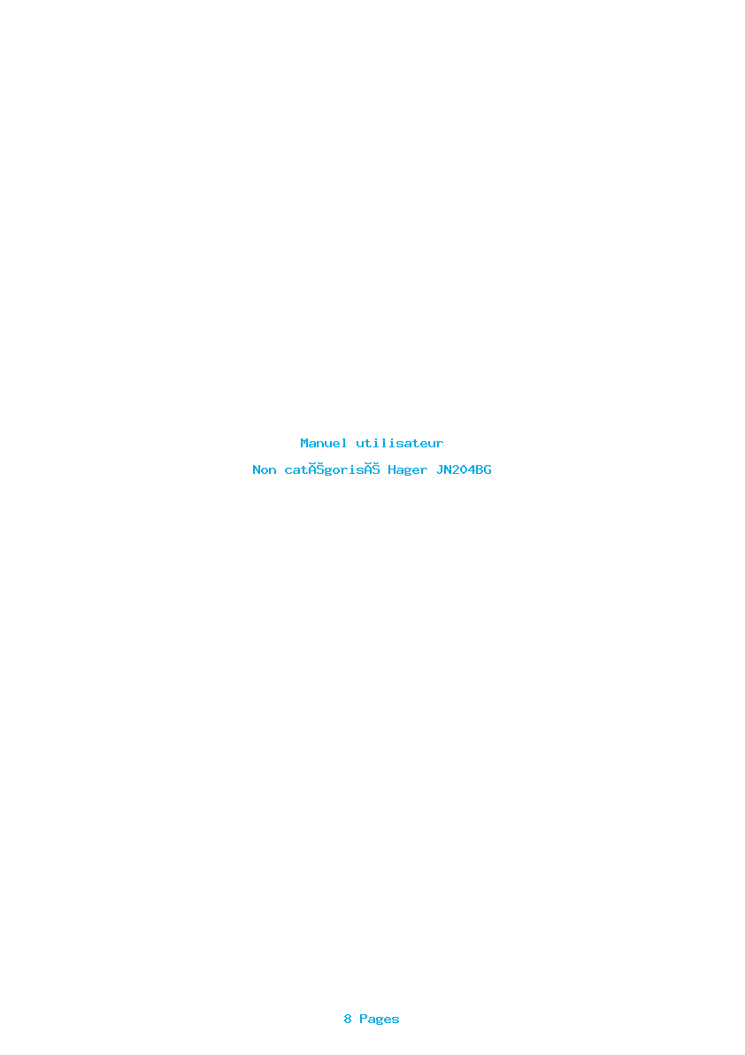 Page 1 de la notice Manuel utilisateur Hager JN204BG