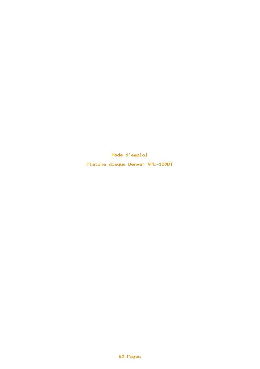 Page 1 de la notice Mode d'emploi Denver VPL-150BT