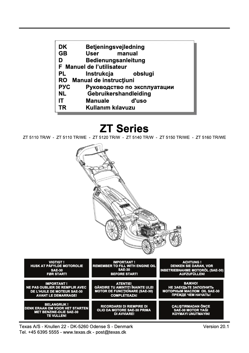 Page 1 de la notice Manuel utilisateur Texas ZT 5110 TR/WE