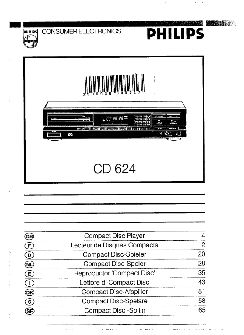 Page 1 of the manual User Manual Philips CD624