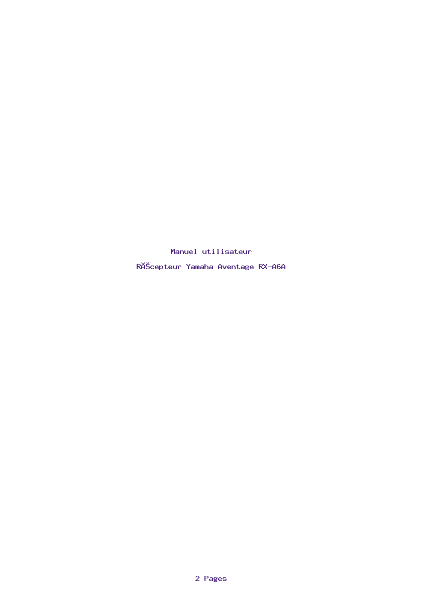 Page 1 de la notice Manuel utilisateur Yamaha Aventage RX-A6A