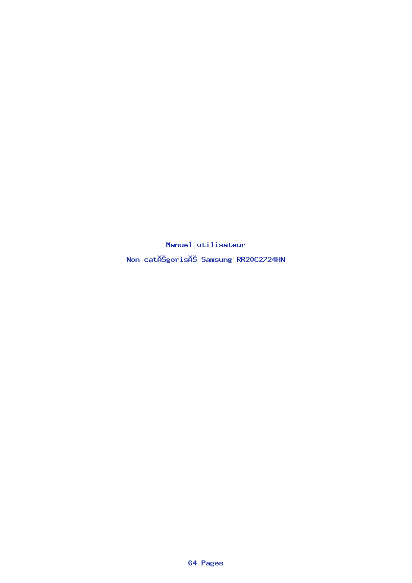 Page 1 de la notice Manuel utilisateur Samsung RR20C2724HN
