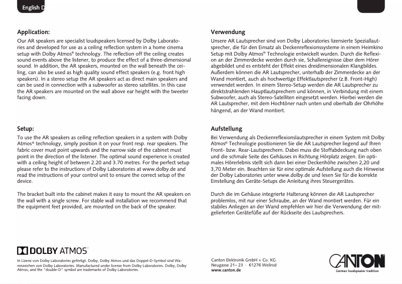 Página 1 del manual Manual de usuario Canton A 45 AR