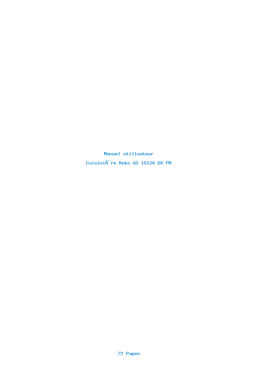 Page 1 de la notice Manuel utilisateur Beko GG 15120 DX PR