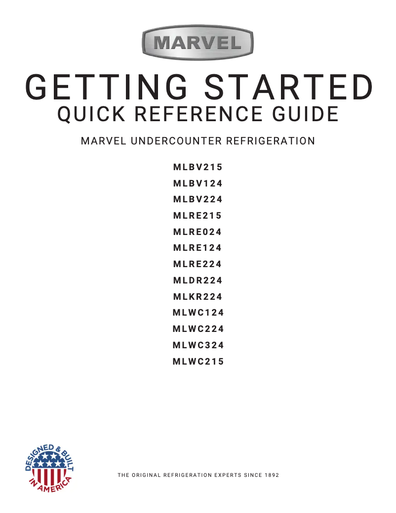 Page 1 de la notice Guide d'installation Marvel MLRE224IS01A