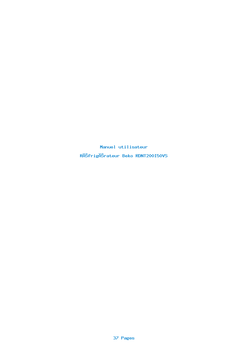 Page 1 de la notice Manuel utilisateur Beko RDNT200I50VS