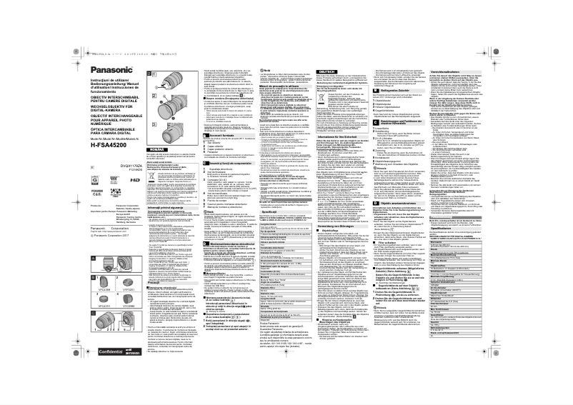 Page 1 of the manual User Manual Panasonic H-FSA45200