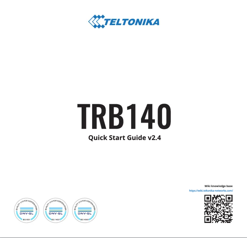 Page 1 de la notice Manuel utilisateur Teltonika TRB140