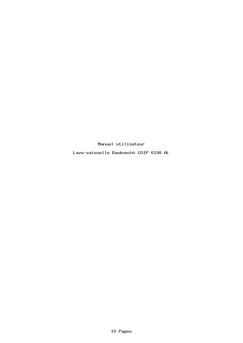 Page 1 de la notice Manuel utilisateur Bauknecht GSIP 6198 AL