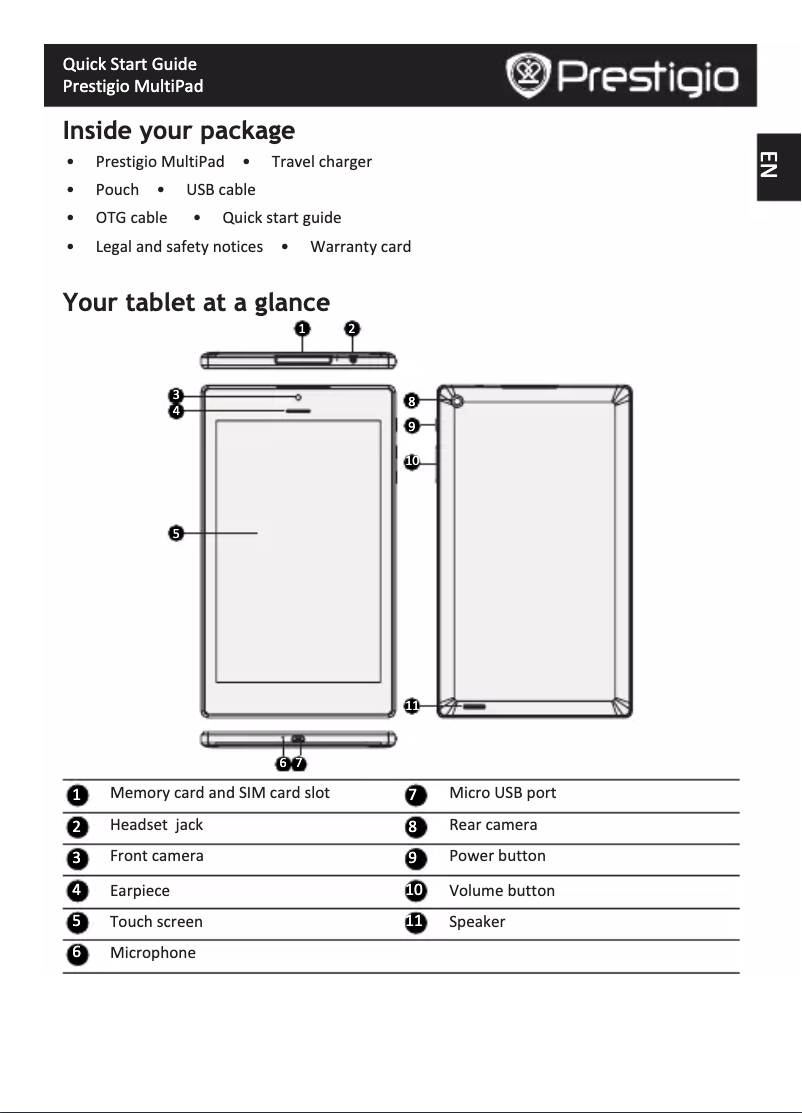 Page 1 of the manual User Manual Prestigio MultiPad Color 7.0
