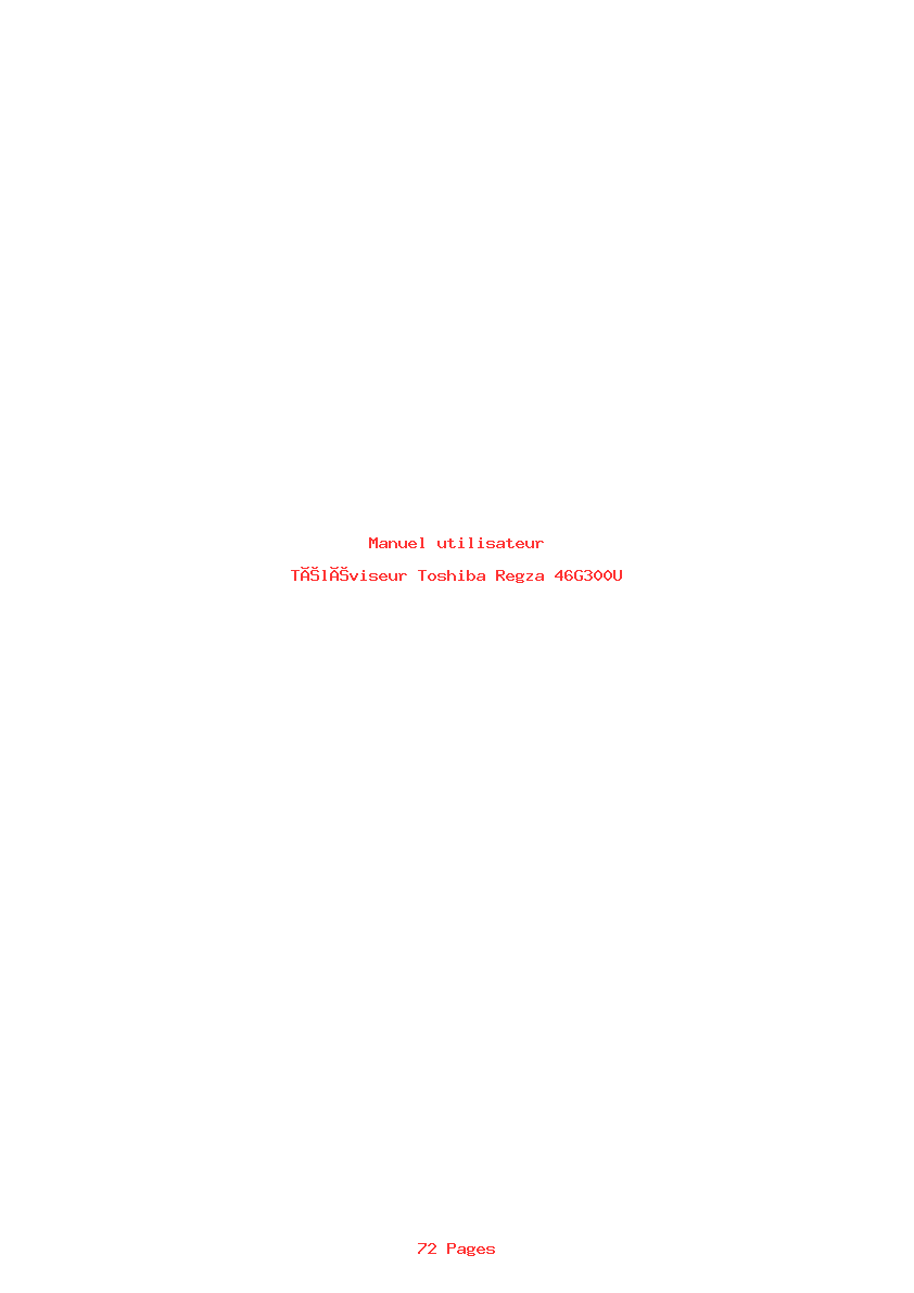Page 1 de la notice Manuel utilisateur Toshiba Regza 46G300U