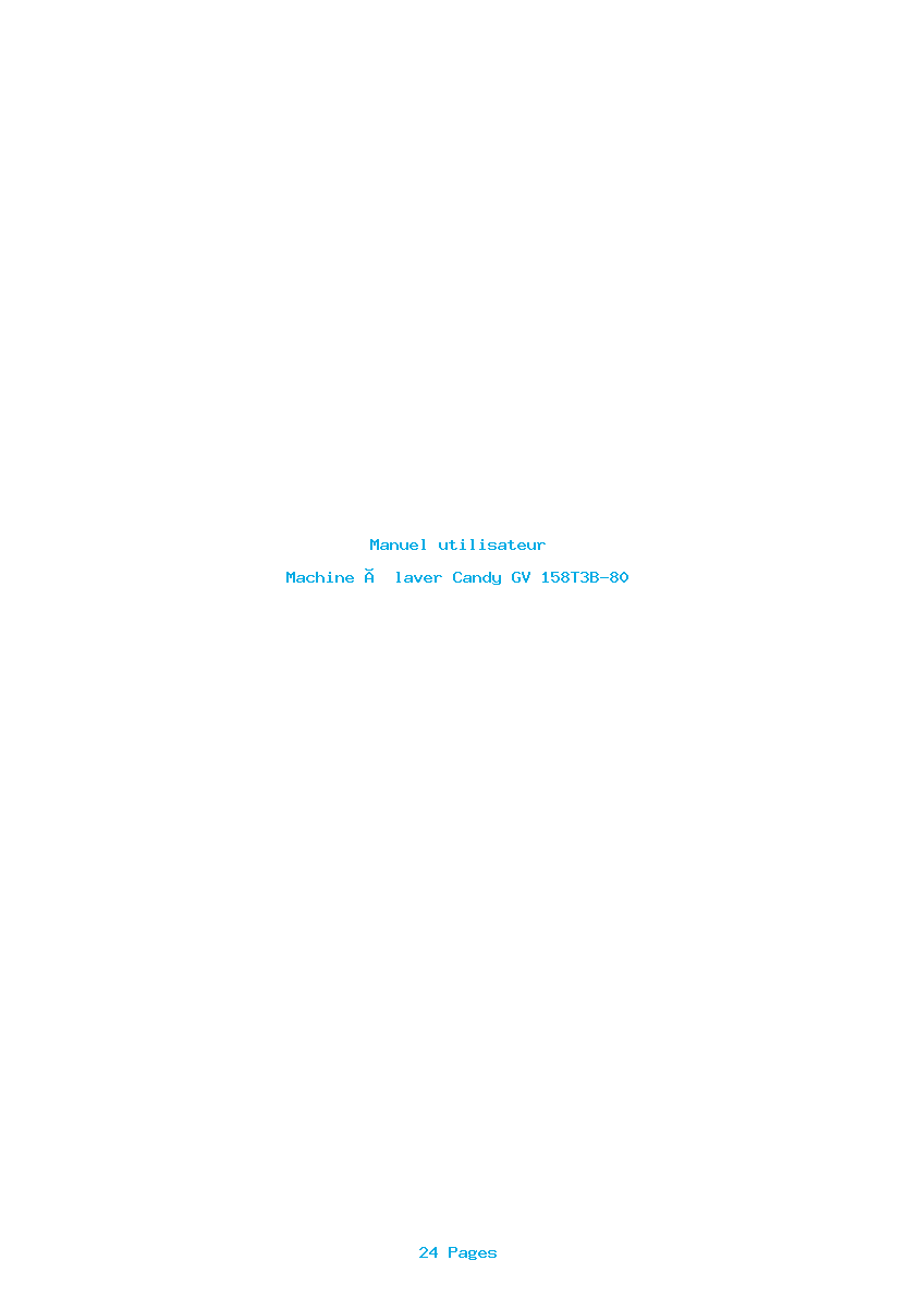 Page 1 de la notice Manuel utilisateur Candy GV 158T3B-80