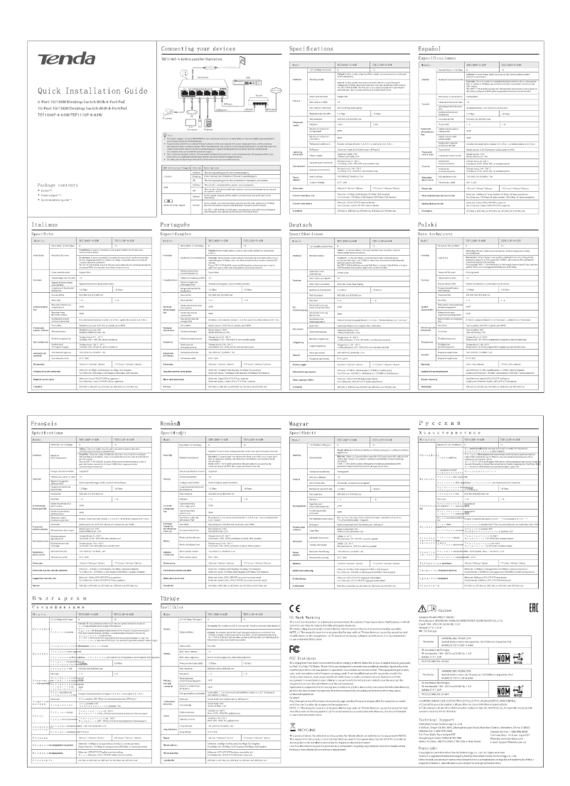 Page 1 of the manual User Manual Tenda TEF1110P-8-102W
