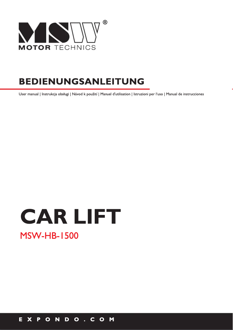 Page 1 de la notice Manuel utilisateur MSW MSW-HB-1500