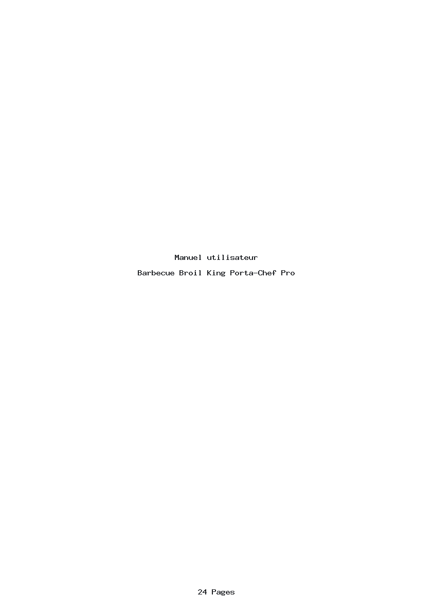 Page 1 de la notice Manuel utilisateur Broil King Porta-Chef Pro