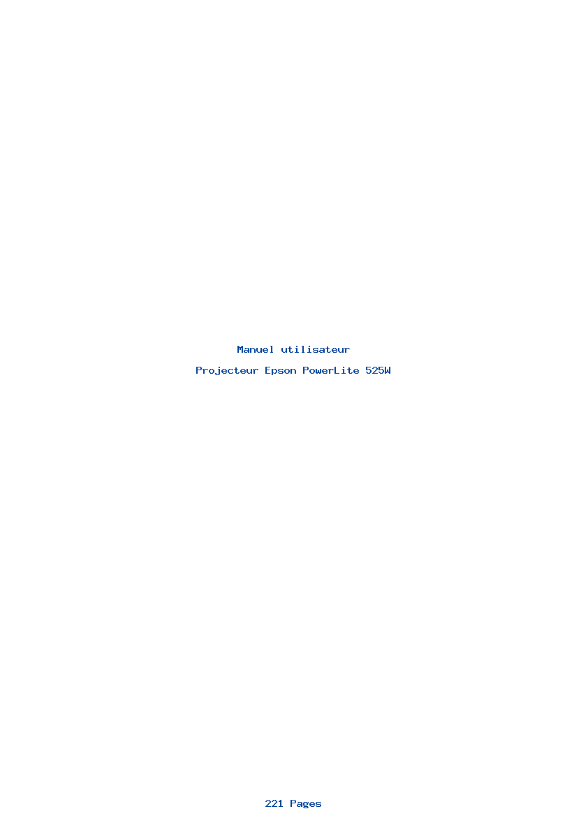 Page 1 de la notice Manuel utilisateur Epson PowerLite 525W