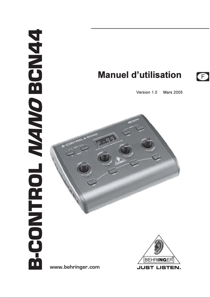 Página 1 del manual Manual de usuario Behringer B-Control Nano BCN44