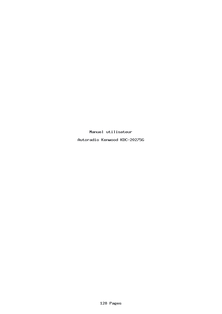 Page 1 de la notice Manuel utilisateur Kenwood KDC-2027SG