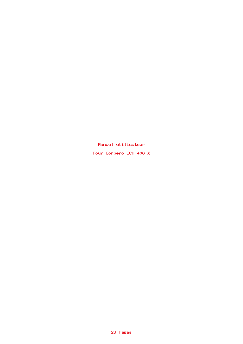 Page 1 de la notice Manuel utilisateur Corbero CCH 400 X