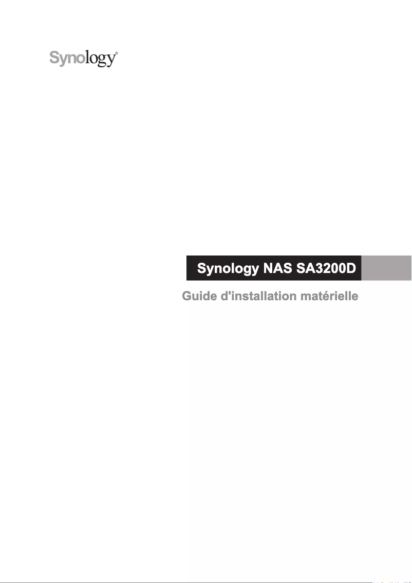Page 1 de la notice Manuel utilisateur Synology RackStation SA3200D
