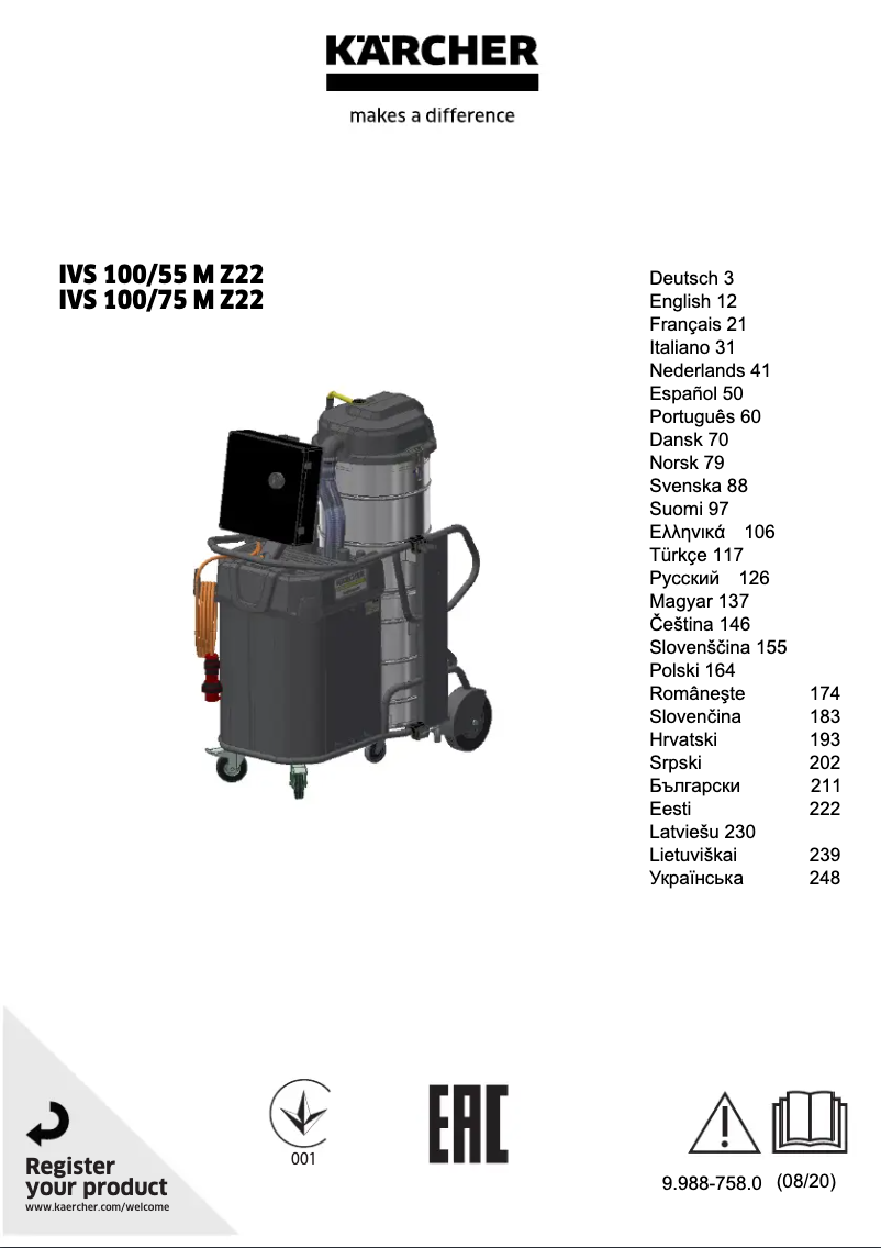 Page 1 de la notice Manuel utilisateur Kärcher IVS 100/55 M Z22