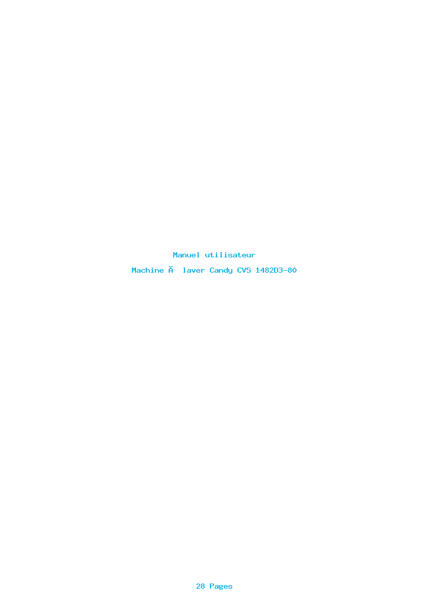 Page 1 de la notice Manuel utilisateur Candy CVS 1482D3-80