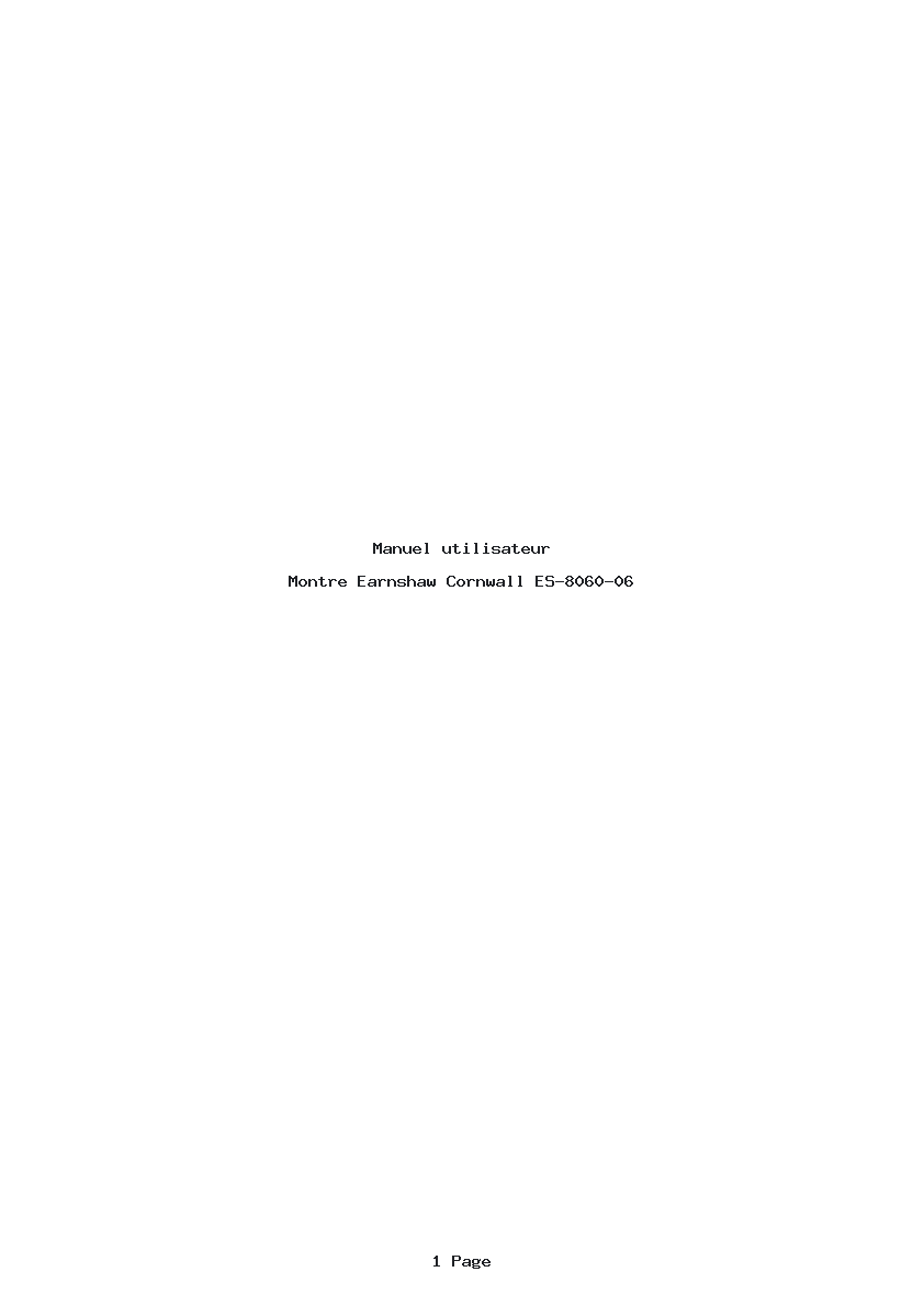 Page 1 de la notice Manuel utilisateur Earnshaw Cornwall ES-8060-06