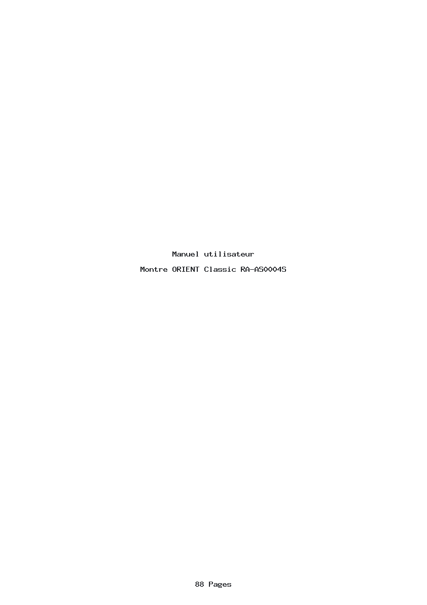 Page 1 de la notice Manuel utilisateur ORIENT Classic RA-AS0004S