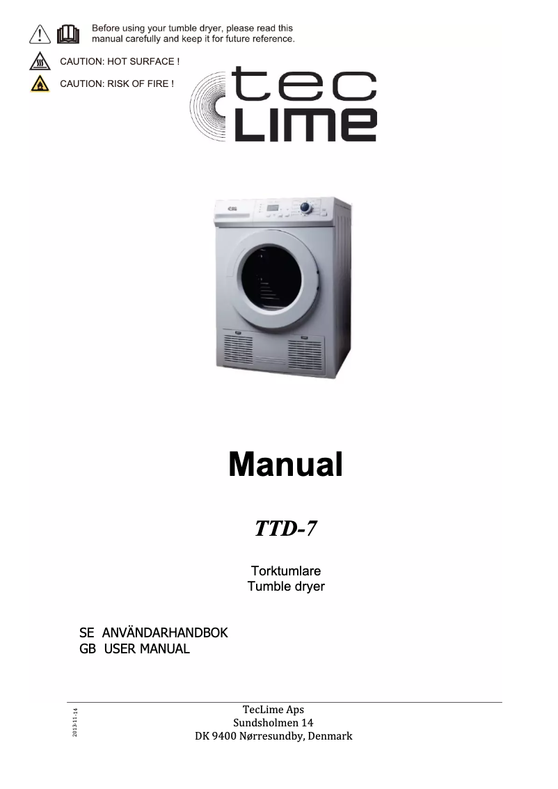 Página 1 del manual Manual de usuario TecLime TTD-7